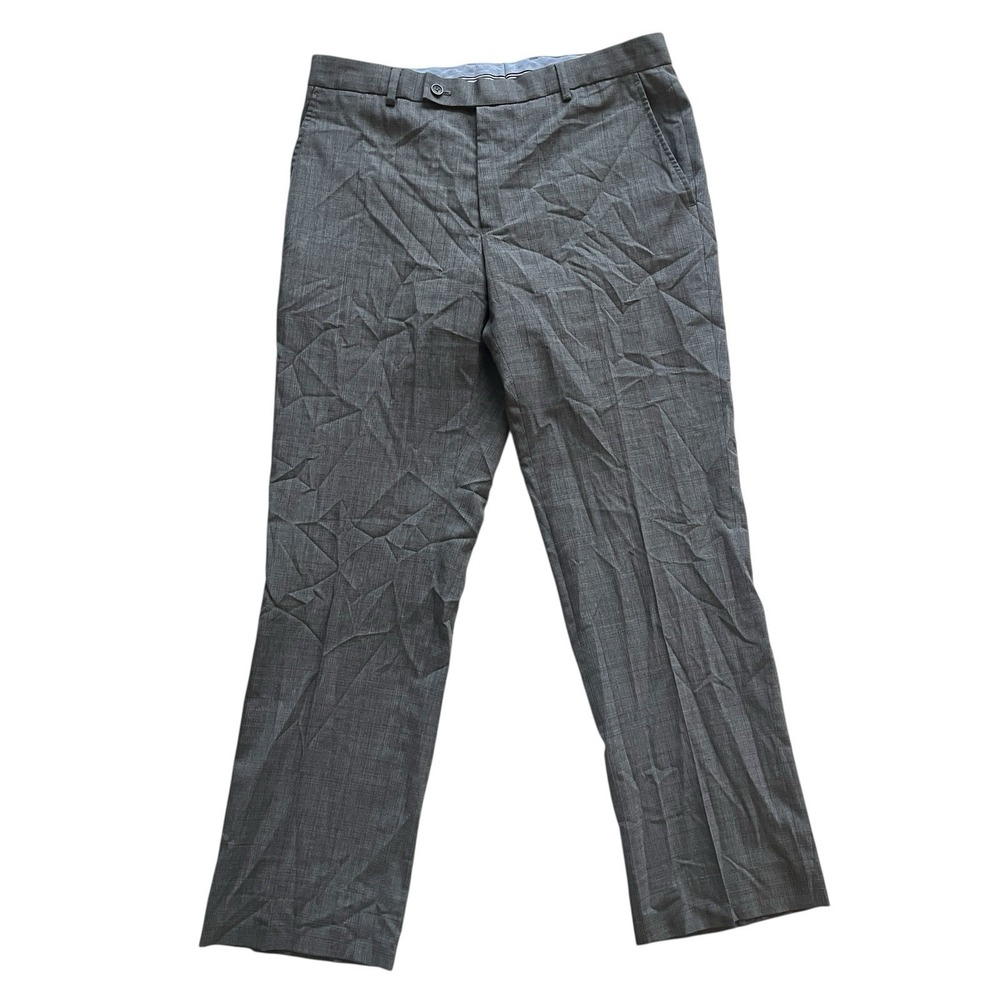 Nautica Men's Size 34 x 30 Gray Dress Pants Trouser Plaid Heather Career Work